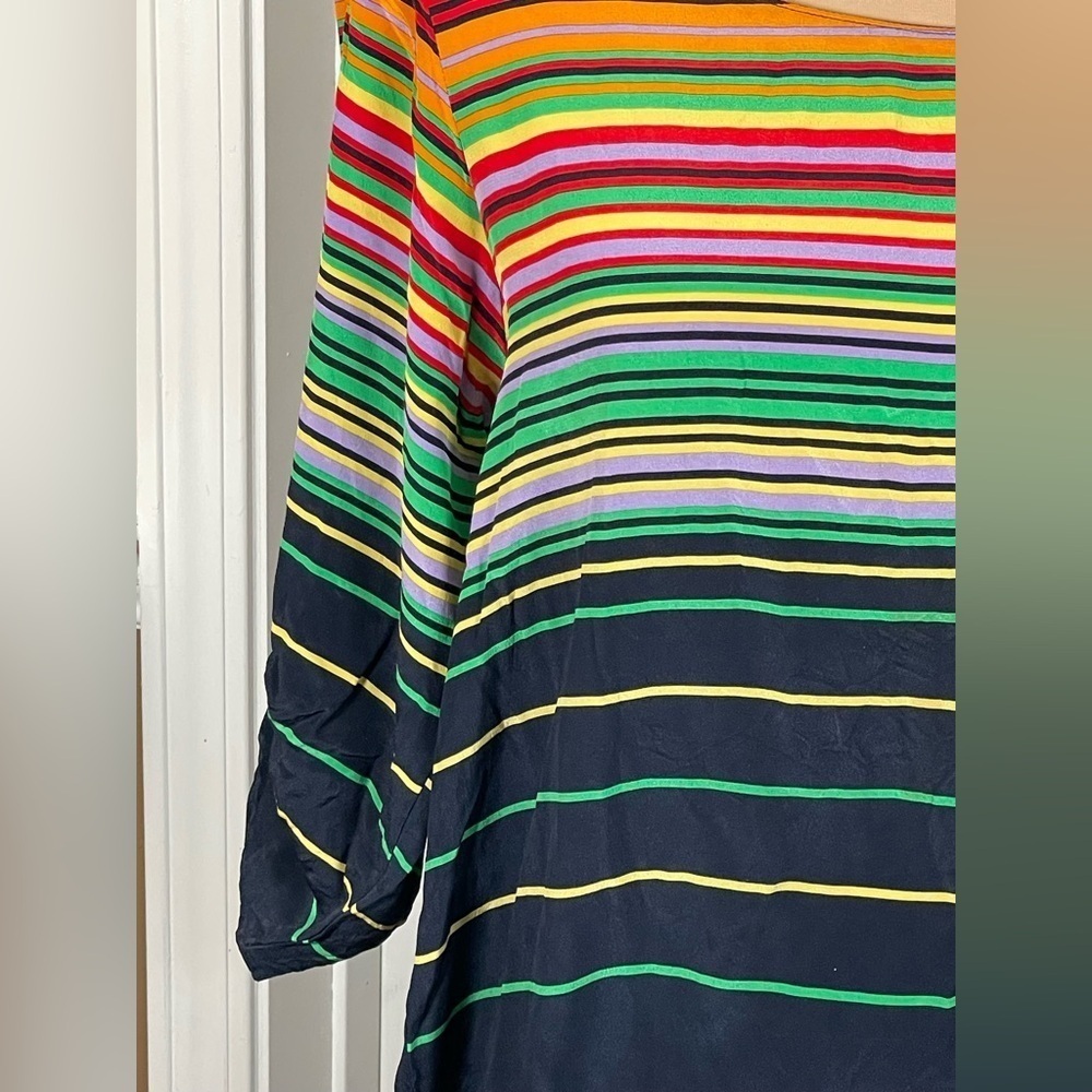 Amanda Uprichard 100% Silk Bright Stripes Tunic Blouse Top - Medium - Picture 3 of 7